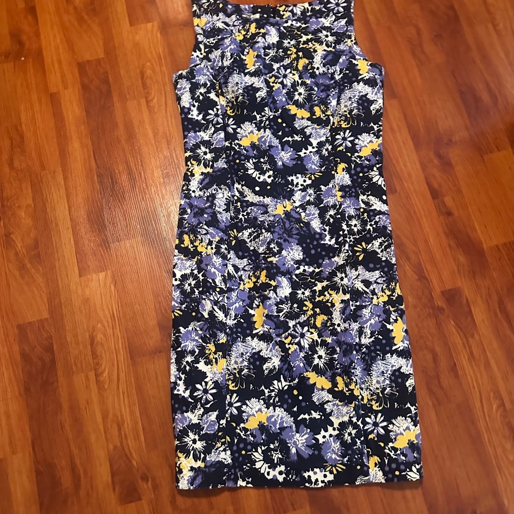 Talbots Navy Blue Floral Sleath Dress - Picture 7 of 9